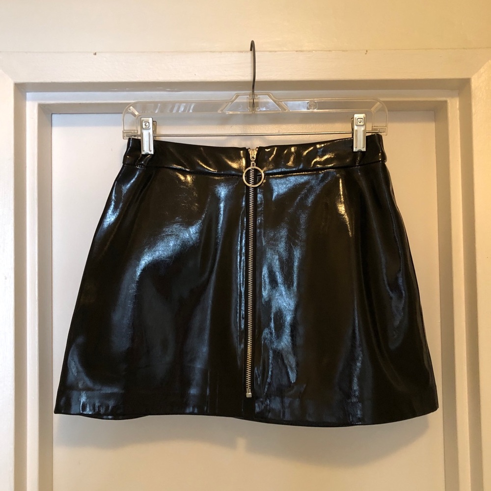NWT Zara Black PVC Vinyl Mini Skirt M